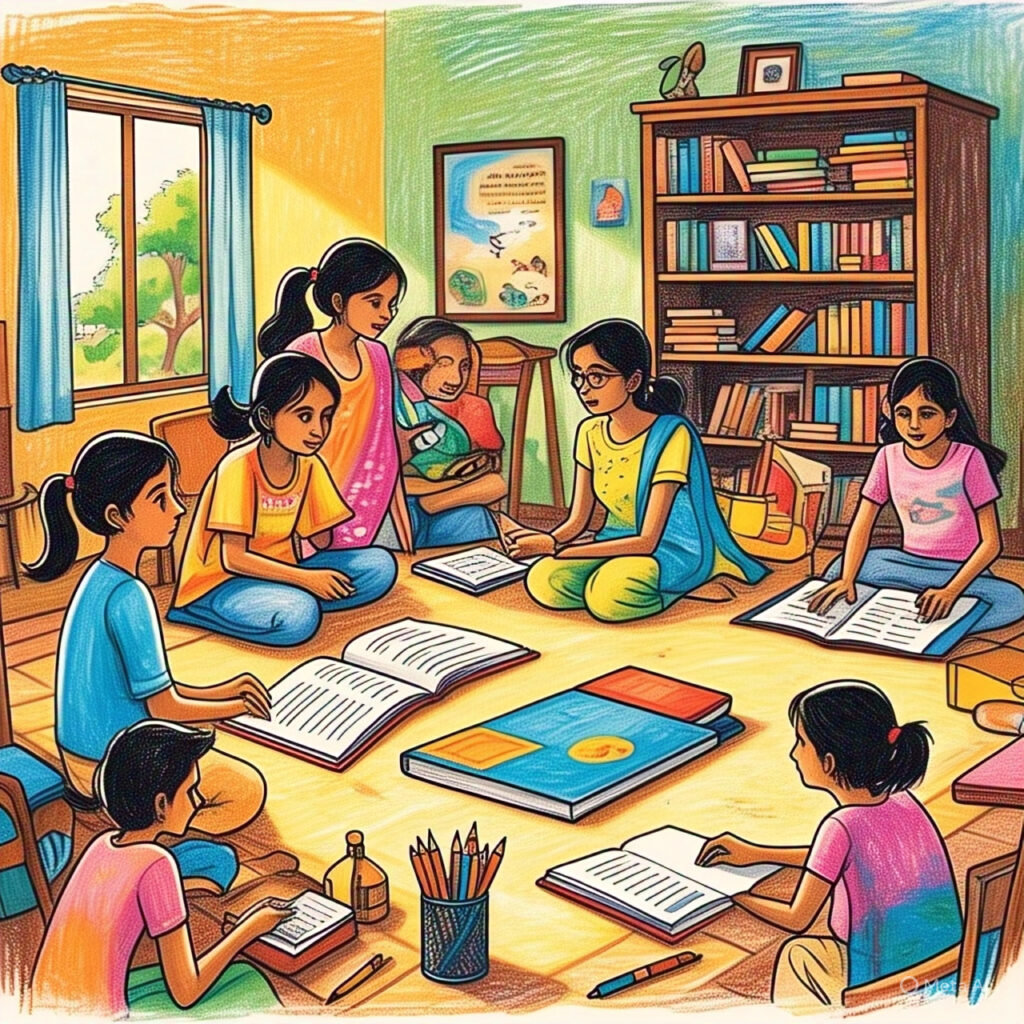Home tutor in Patna teaching a student at home with books and study materials